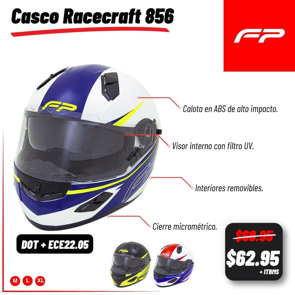 CASCO RACECRAFT 856C NEON AZUL BLANCO