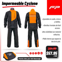 IMPERMEABLE FP CYCLONE NEGRO NARANJA NEON