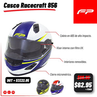 CASCO RACECRAFT 856C NEON AZUL BLANCO